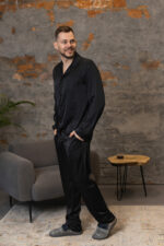 Піжама чоловіча шовкова BO.Brand чорний колір - Зображення 22