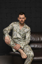 Сатинова чоловіча піжама BO.Brand принт долари