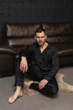 Піжама чоловіча шовкова BO.Brand чорний колір - Зображення 19