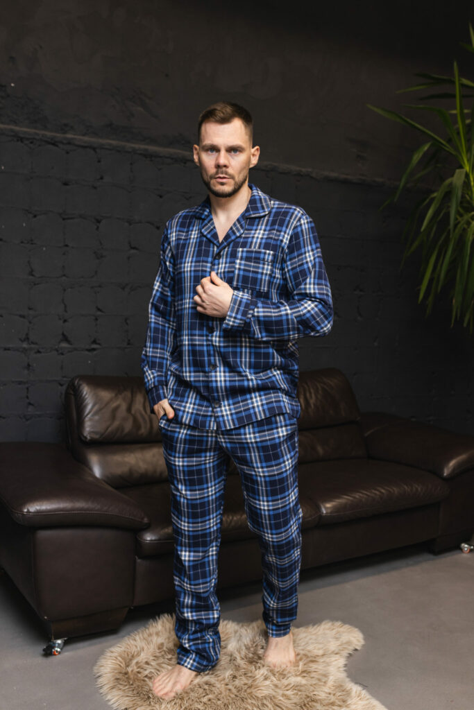 Чоловіча піжама BO.Brand в клітинку, колір синій