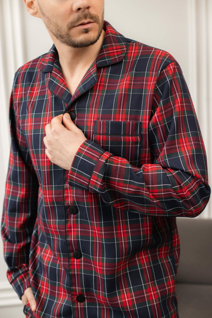 Чоловіча піжама BO.Brand в зелену клітинку із бавовни зображення 2