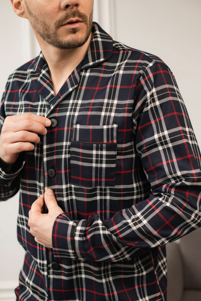 Чоловіча піжама BO.Brand котонова у синю клітинку зображення 2