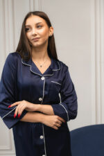 Жіноча шовкова піжама BO.Brand для дому, колір синій - Зображення 2