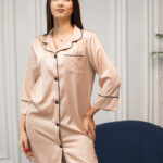 Жіночий шовковий халат BO.Brand для дому, кремовий