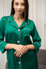 Шовкова жіноча піжама BO.Brand для дому, колір зелений - Зображення 2