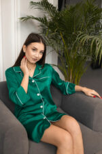 Шовкова жіноча піжама BO.Brand для дому, колір зелений - Зображення 5