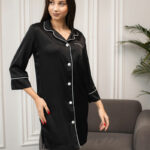 Жіноча шовкова сорочка BO.Brand для дому, колір чорний