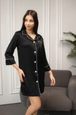 Жіноча шовкова сорочка BO.Brand для дому, колір чорний