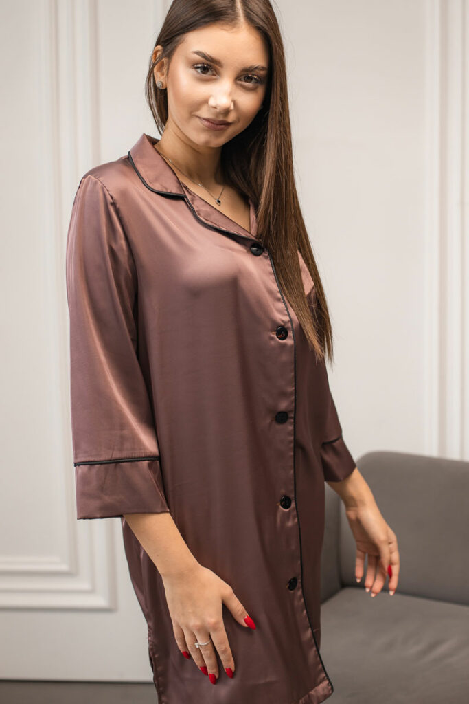 Жіноча шовкова піжама BO.Brand для дому, колір шоколад