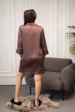 Жіноча шовкова піжама BO.Brand для дому, колір шоколад - Зображення 4