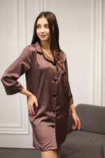 Жіноча шовкова піжама BO.Brand для дому, колір шоколад - Зображення 5