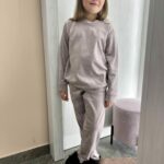 Дитяча велюрова піжама, светр зі штанами, колір пудровий