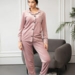 Піжама велюрова жіноча BO.Brand колір пудра