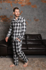 Парні піжами BO.Brand фланель в сірому кольорі - Зображення 7