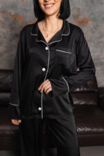 Жіноча шовкова піжама BoBrand в чорному кольорі зображення 5