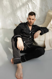 Чоловіча піжама з шовку чорного кольору BO.Brand