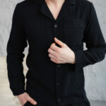 Муслінова чоловіча піжама BO.Brand чорний колір, бавовна