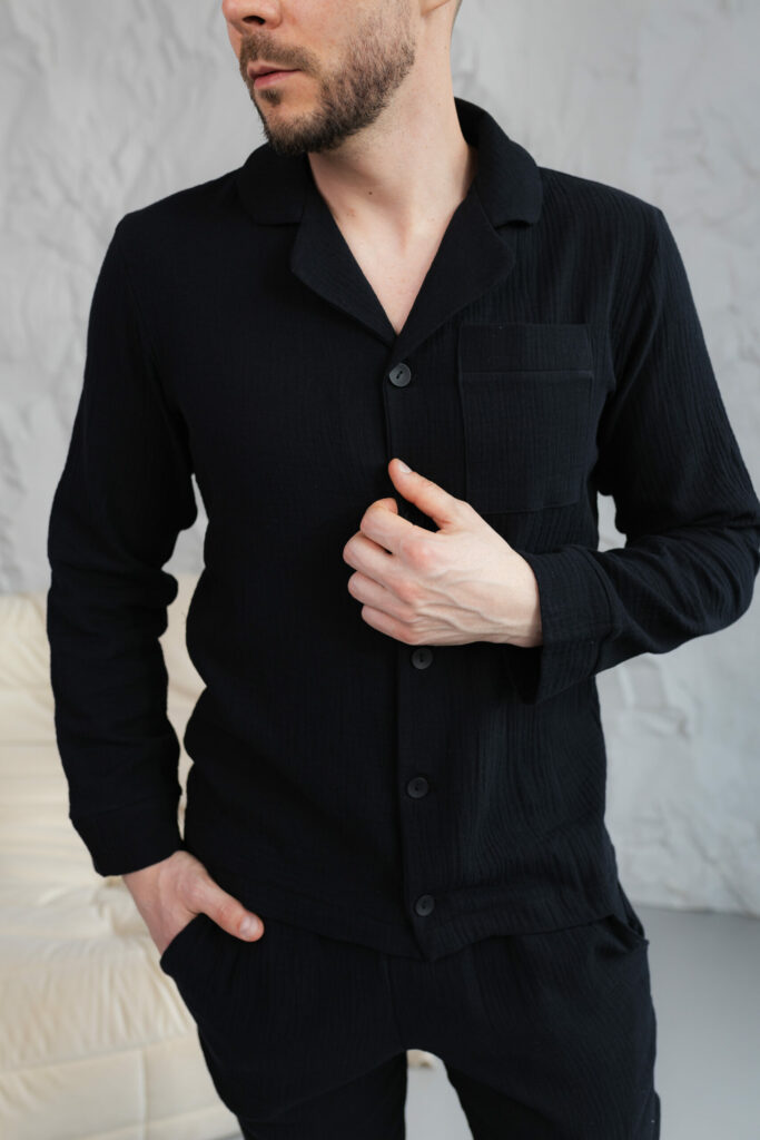 Чоловіча муслінова піжама BO.Brand у глибокому чорному кольорі