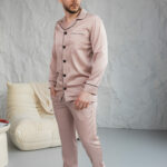 Чоловіча піжама BO.Brand сорочка брюки, бежевий колір