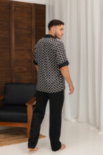 Чоловіча шовкова піжама BO.Brand чорний з білим кольором зображення 4