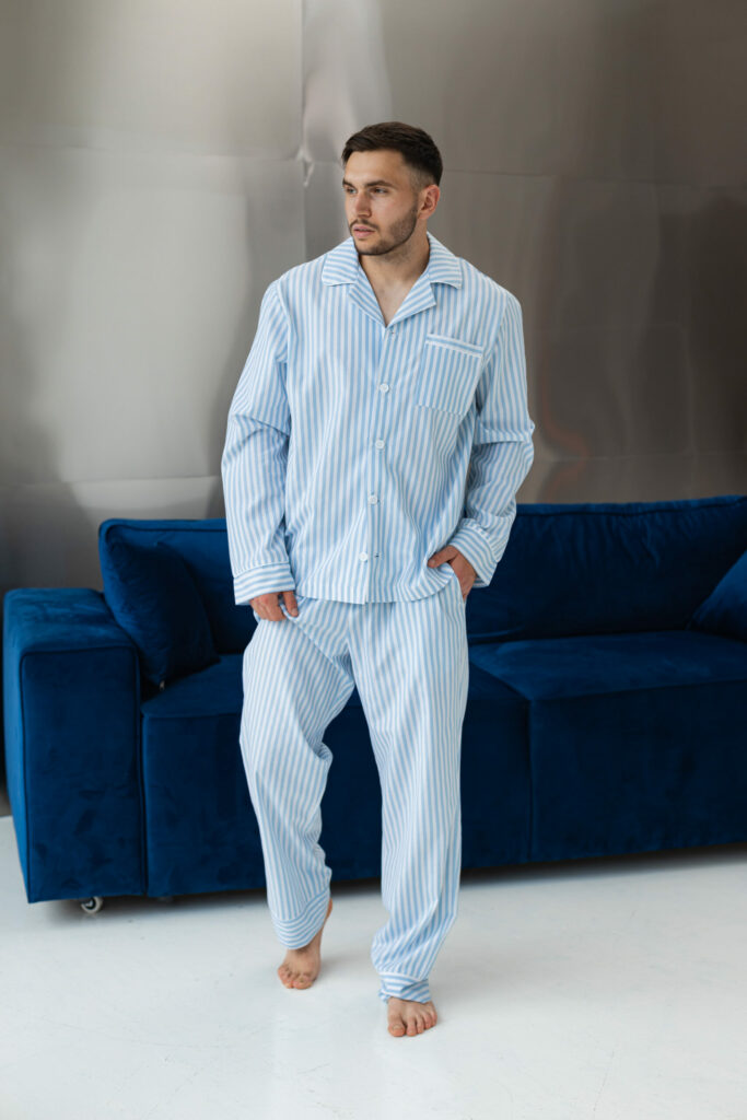 Чоловіча бавовняна піжама BO.Brand блакитного кольору