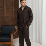 Чоловіча шовкова піжама BO.Brand коричневий колір