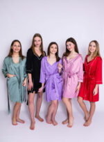 Жіночий халат та сорочка BO.Brand шовкові в оливкому кольорі - Зображення 4