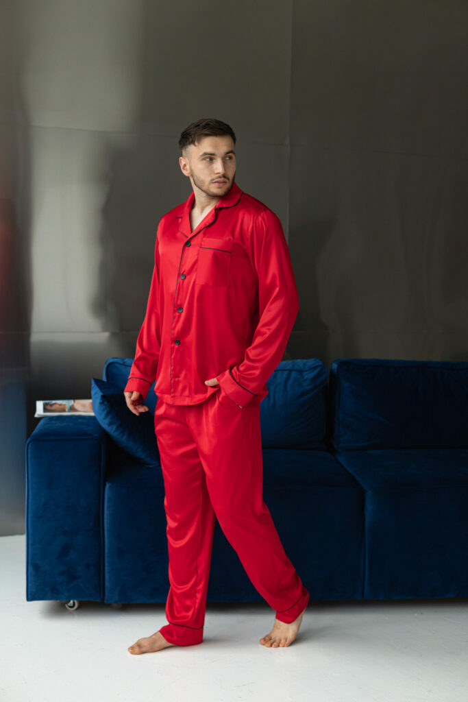 Чоловіча шовкова піжама BO.Brand у червоному кольорі зображення 2