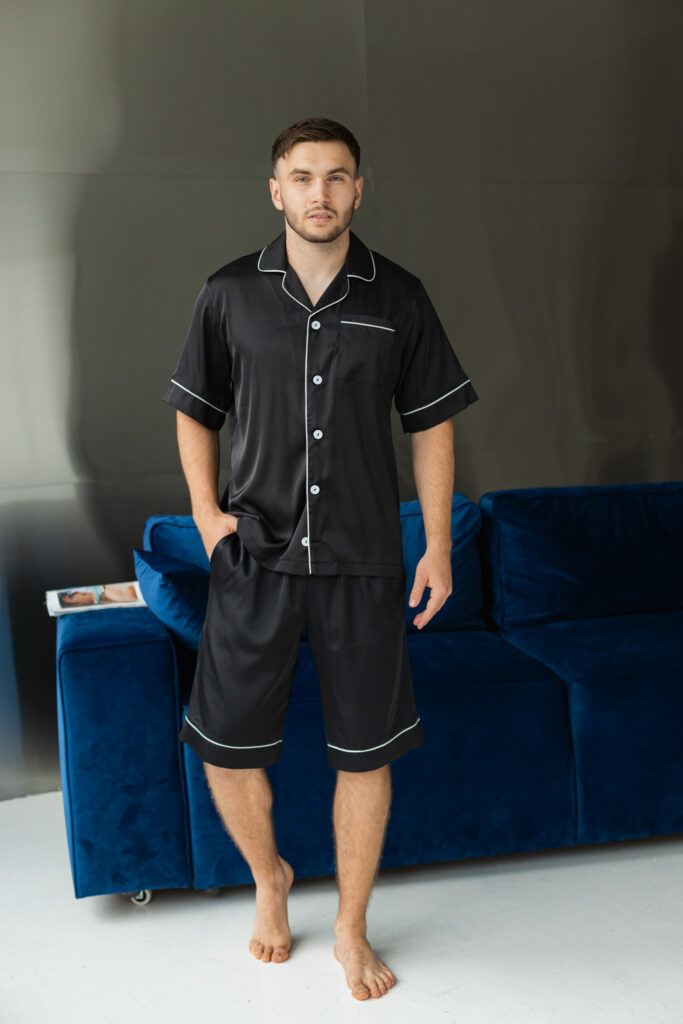Шовкова чоловіча піжама BO.Brand чорний колір зображення 2