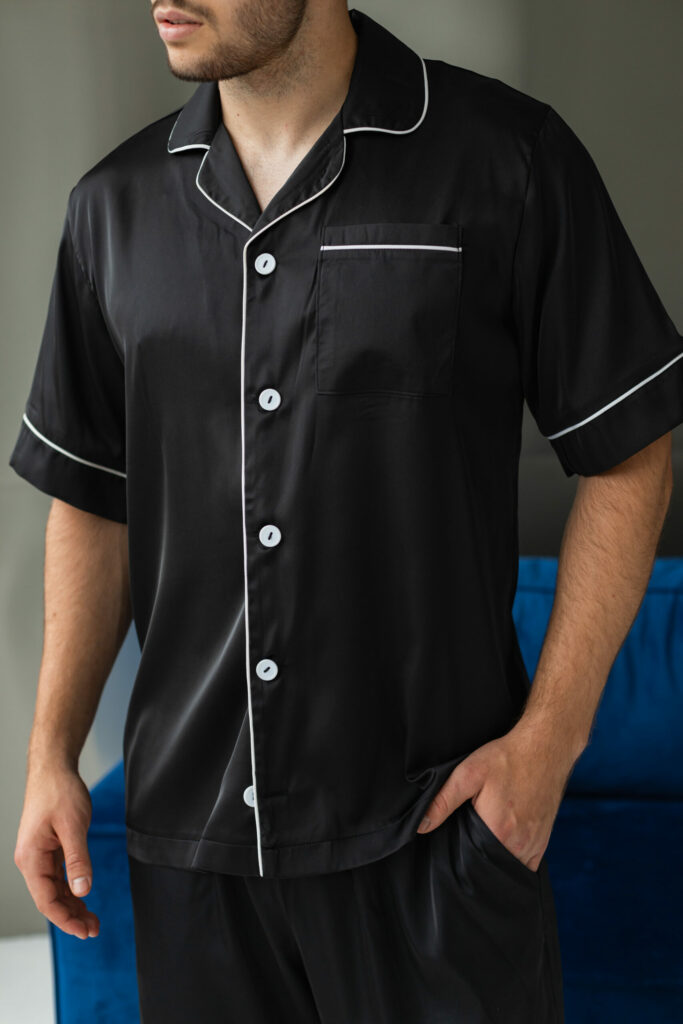 Шовкова чоловіча піжама BO.Brand чорний колір