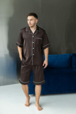 Чоловіча піжама шовкова BO.Brand коричневий колір - Зображення 2