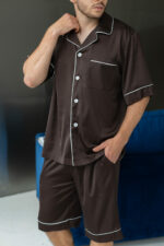 Чоловіча піжама шовкова BO.Brand коричневий колір - Зображення 6