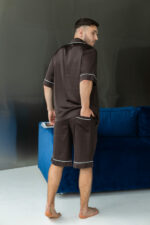 Чоловіча піжама шовкова BO.Brand коричневий колір - Зображення 4