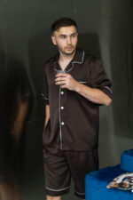 Чоловіча піжама шовкова BO.Brand коричневий колір - Зображення 3