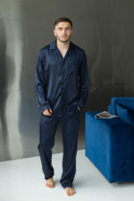 Піжама чоловіча шовкова BO.Brand синій колір - Зображення 8