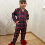 Дитяча піжама BO.Brand котонова, у зелену клітинку