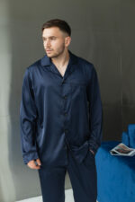 Піжама чоловіча шовкова BO.Brand синій колір - Зображення 9