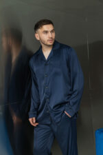 Піжама чоловіча шовкова BO.Brand синій колір - Зображення 12