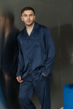 Піжама чоловіча шовкова BO.Brand синій колір - Зображення 13