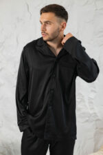 Піжама чоловіча шовкова BO.Brand чорний колір - Зображення 2