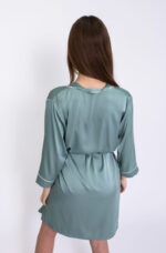 Жіночий халат та сорочка BO.Brand шовкові в оливкому кольорі - Зображення 3