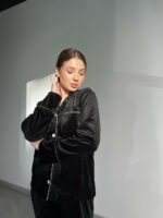 Піжама жіноча BO.Brand двійка велюрова, чорна - Зображення 12