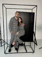 Парні піжами у сіру клітинку BO.Brand на бавовняній основі (сорочка та штани з кишенями) - Зображення 12