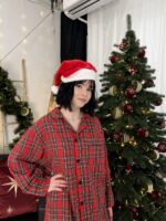 Парні піжами у сіру клітинку BO.Brand на бавовняній основі (сорочка та штани з кишенями) - Зображення 10