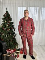 Парні піжами у сіру клітинку BO.Brand на бавовняній основі (сорочка та штани з кишенями) - Зображення 6