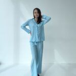 Жіноча піжама для дому BO.Brand, сорочка та штани, колір блакитний