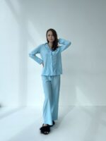 Жіноча піжама для дому BO.Brand, сорочка та штани, колір блакитний