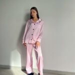 Піжама шовкова жіноча BO.Brand, сорочка та штани, світло-рожевий