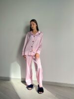 Піжама шовкова жіноча BO.Brand, сорочка та штани, світло-рожевий
