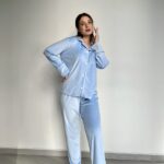 Тепла велюрова жіноча піжама BO.Brand зі штанами, колір блакитний